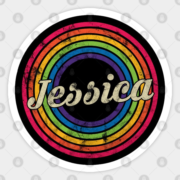 Jessica - Retro Rainbow Faded-Style Sticker by MaydenArt